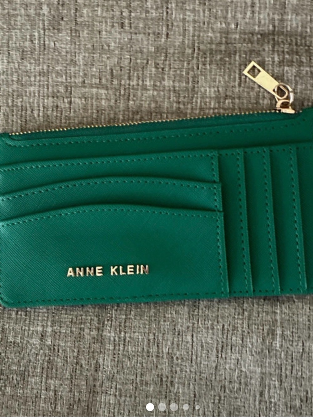 Anne Klein Teal Card Holder with Gold Hardware